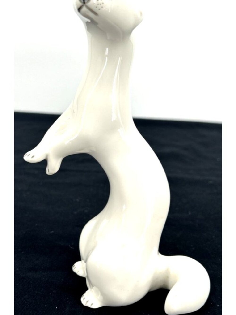 Lomonosov USSR Porcelain Ermine Stoat Standing Weasel Figurine Signed 7.5"